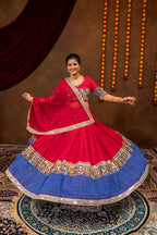 Rang Kasturi Designer Rayon Cotton Embroidered Lehenga Choli with Real Mirror Work & Pearl Moti Faux Georgette Dupatta
