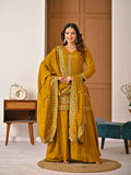 Vaidehi Vichitra Silk Bits Hand Work Sharara Palazzo Suit with Sequins Embroidered Dupatta