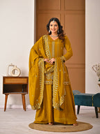 Vaidehi Vichitra Silk Bits Hand Work Sharara Palazzo Suit with Sequins Embroidered Dupatta