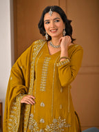 Vaidehi Vichitra Silk Bits Hand Work Sharara Palazzo Suit with Sequins Embroidered Dupatta