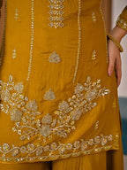 Vaidehi Vichitra Silk Bits Hand Work Sharara Palazzo Suit with Sequins Embroidered Dupatta