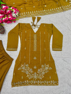 Vaidehi Vichitra Silk Bits Hand Work Sharara Palazzo Suit with Sequins Embroidered Dupatta