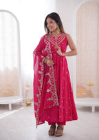Mahveen Noor Premium Sleeveless Anarkali Gown with Chanderi Silk Dupatta