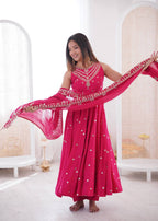 Mahveen Noor Premium Sleeveless Anarkali Gown with Chanderi Silk Dupatta