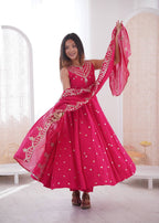 Mahveen Noor Premium Sleeveless Anarkali Gown with Chanderi Silk Dupatta