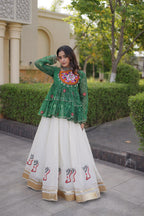 Rangvisha Designer Kora Cotton Gota Lace Lehenga Choli with Bandhani Print & Kutchi Gamthi Patchwork