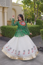 Rangvisha Designer Kora Cotton Gota Lace Lehenga Choli with Bandhani Print & Kutchi Gamthi Patchwork