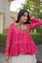 Rangvisha Designer Kora Cotton Gota Lace Lehenga Choli with Bandhani Print & Kutchi Gamthi Patchwork