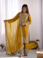 Designer Fendy Silk Sharara Suit with Lace Border Dupatta
