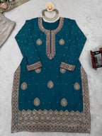 Pearl Elegance Chinon Silk Embroidered Sharara Set with Dupatta