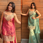 Heavy Fandy Silk Sharara Palazzo Set with 5mm Sequence Embroidery Work