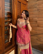 Heavy Fandy Silk Sharara Palazzo Set with 5mm Sequence Embroidery Work