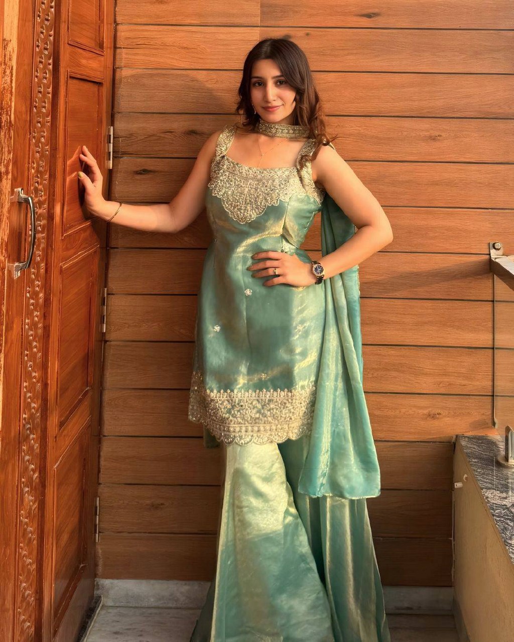 Heavy Fandy Silk Sharara Palazzo Set with 5mm Sequence Embroidery Work