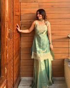 Heavy Fandy Silk Sharara Palazzo Set with 5mm Sequence Embroidery Work