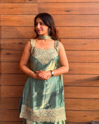 Heavy Fandy Silk Sharara Palazzo Set with 5mm Sequence Embroidery Work