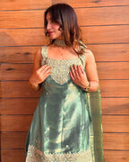 Heavy Fandy Silk Sharara Palazzo Set with 5mm Sequence Embroidery Work