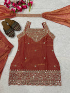 Heavy Fandy Silk Sharara Palazzo Set with 5mm Sequence Embroidery Work