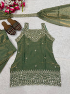 Heavy Fandy Silk Sharara Palazzo Set with 5mm Sequence Embroidery Work