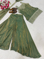 Heavy Fandy Silk Sharara Palazzo Set with 5mm Sequence Embroidery Work