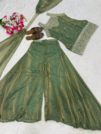 Heavy Fandy Silk Sharara Palazzo Set with 5mm Sequence Embroidery Work
