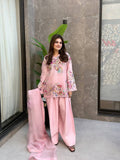 Designer Crape Silk Salwar Suit with Sequin Embroidery & Lace Work