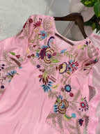 Designer Crape Silk Salwar Suit with Sequin Embroidery & Lace Work