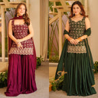 Elegant Faux Georgette Palazzo Set with Fancy Border Dupatta