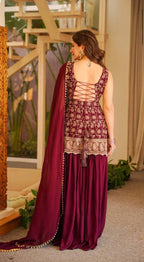 Elegant Faux Georgette Palazzo Set with Fancy Border Dupatta