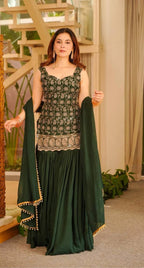 Elegant Faux Georgette Palazzo Set with Fancy Border Dupatta