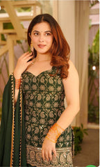 Elegant Faux Georgette Palazzo Set with Fancy Border Dupatta