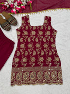 Elegant Faux Georgette Palazzo Set with Fancy Border Dupatta