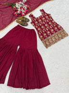 Elegant Faux Georgette Palazzo Set with Fancy Border Dupatta