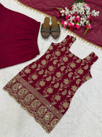 Elegant Faux Georgette Palazzo Set with Fancy Border Dupatta