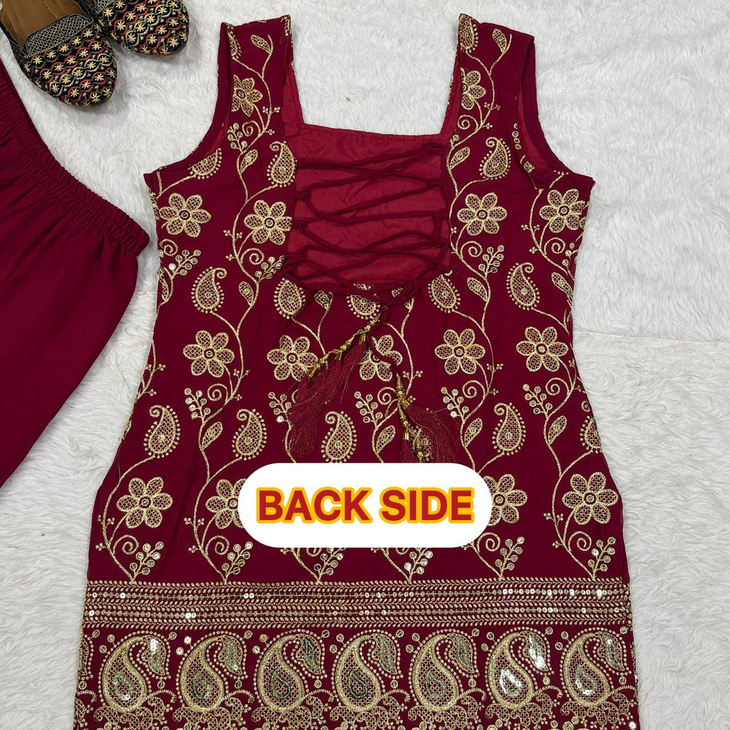 Elegant Faux Georgette Palazzo Set with Fancy Border Dupatta