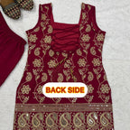 Elegant Faux Georgette Palazzo Set with Fancy Border Dupatta