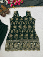 Elegant Faux Georgette Palazzo Set with Fancy Border Dupatta