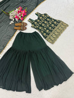 Elegant Faux Georgette Palazzo Set with Fancy Border Dupatta