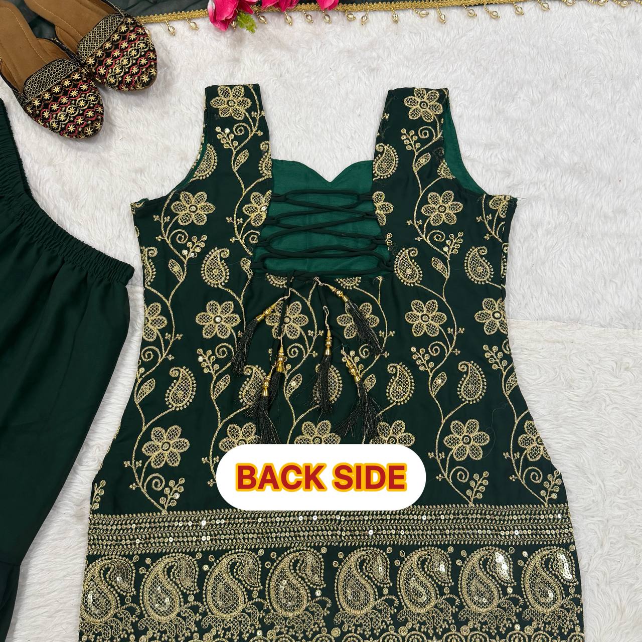 Elegant Faux Georgette Palazzo Set with Fancy Border Dupatta