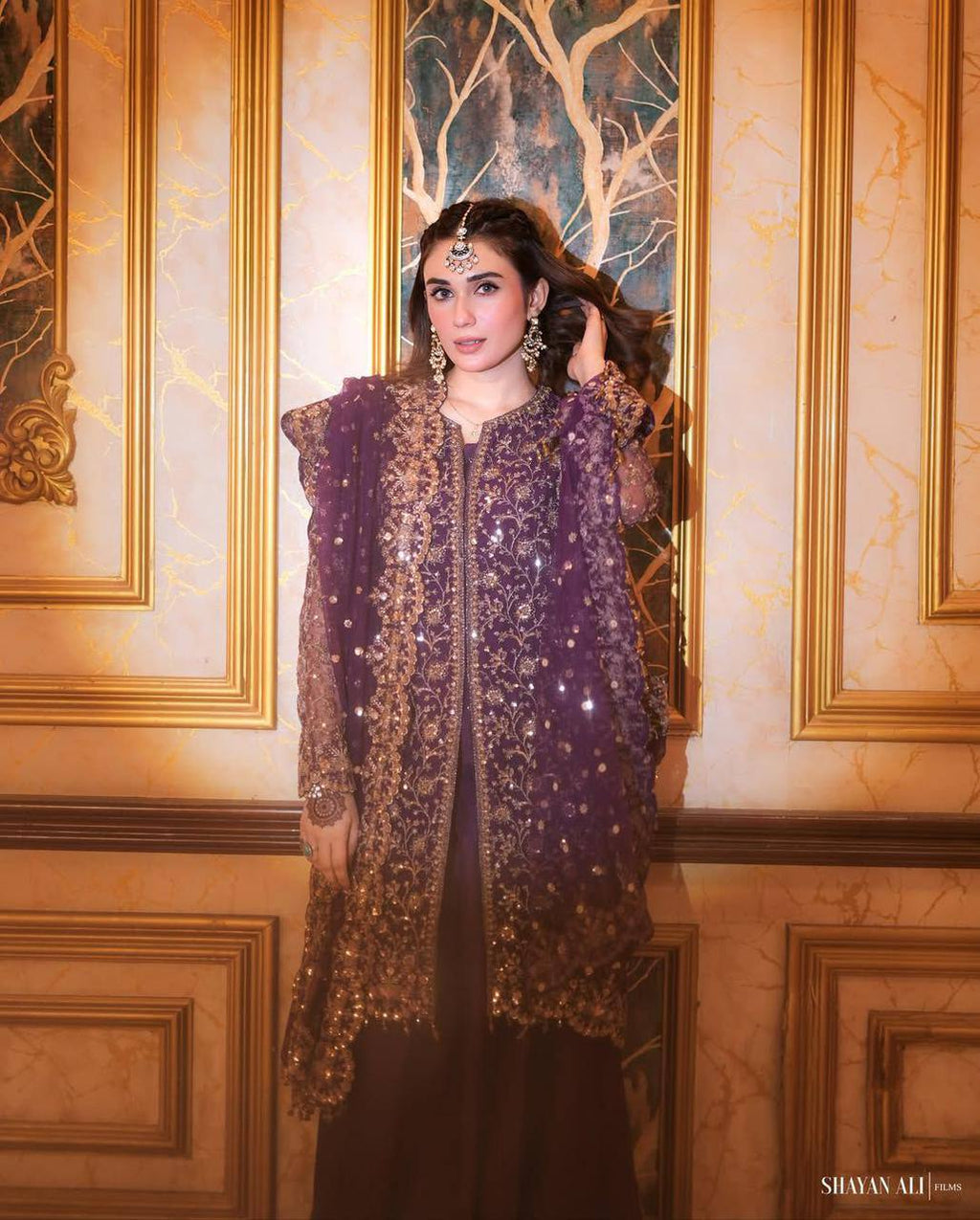 Myesha Heavy Chinon Silk 5mm Sequins & Zari Embroidered Kurti with Palazzo & Soft Net Dupatta
