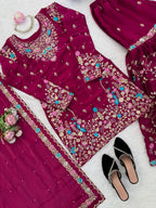 Raavya Silk Kurta Sharara Set with Thread Sequins & Rivet Moti Work