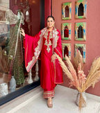 Aarvisha Roman Beads Neck & Sequins Embroidered Palazzo Suit with Dupatta