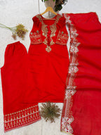 Aarvisha Roman Beads Neck & Sequins Embroidered Palazzo Suit with Dupatta