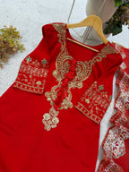 Aarvisha Roman Beads Neck & Sequins Embroidered Palazzo Suit with Dupatta