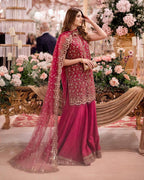 Myesha Heavy Chinon Silk 5mm Sequins & Zari Embroidered Kurti with Palazzo & Soft Net Dupatta