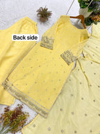 Meherika Crunchy Fabric Sequin Embroidered Top Palazzo Set with Matching Dupatta