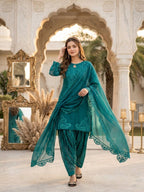Iraaya Roman Glass Sequins Embroidered Palazzo Suit with Georgette Dupatta
