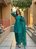 Iraaya Roman Glass Sequins Embroidered Palazzo Suit with Georgette Dupatta