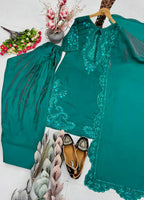 Iraaya Roman Glass Sequins Embroidered Palazzo Suit with Georgette Dupatta