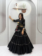 Raahi Navratri Pure Cotton Handwork Lehenga Choli with 9 Meter Flair, Designer Koti, Latkan & Ribbon Lace