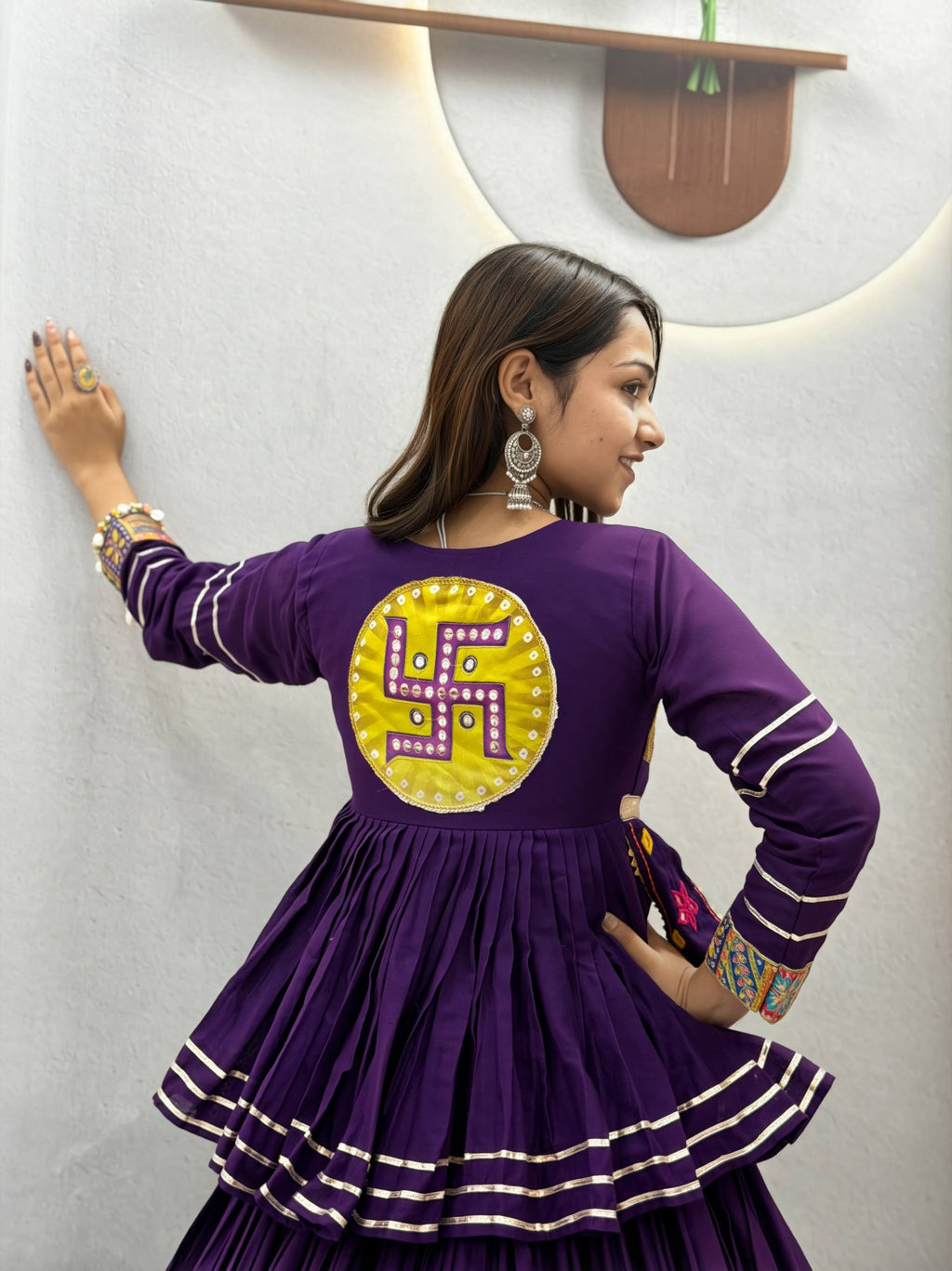 Raahi Navratri Pure Cotton Handwork Lehenga Choli with 9 Meter Flair, Designer Koti, Latkan & Ribbon Lace
